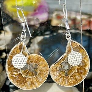 “Guidance Stone” Ammonite Earrings 1 1/2”